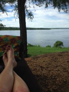 relaxing at lake